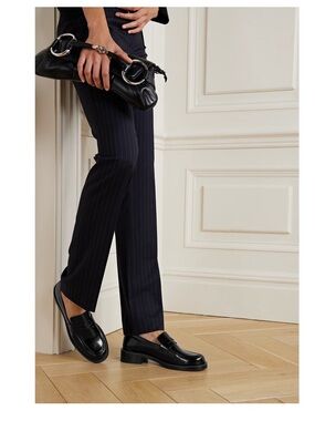 STUART WEITZMAN women 
Palmer glossed-leather loafers black 
$495 size 5.5